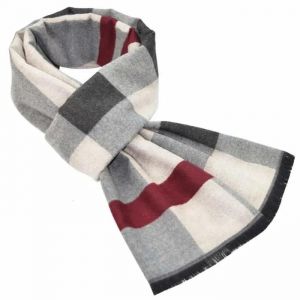 Écharpe Longue Pour Homme, Écharpe Grise Et Rouge Pour Homme,Écharpe D'affaires,Écharpe Chaude À Carreaux Pour L'hiver,180 X 30 Cm - Neuf