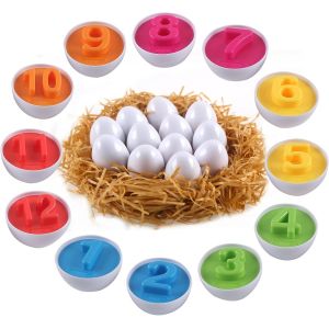 MDY-?Ufs Assortis Jouet Oeuf de Pâques pour Enfants de 1, 2, 3 Ans Numéros et Couleurs Identification Montessori Jouet Enseignement Précoce Motricité Fine Pâques Fête Enfants Anniversaire 12pcs - Neuf