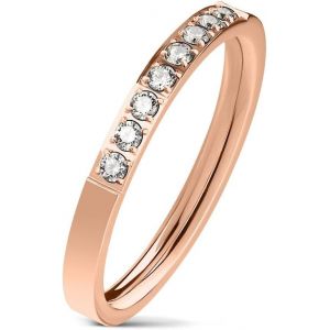 Kahfl-Tata Gisele © Bague Femme En Acier Inoxydable Rosé Et Oxydes De Zirconium Sertis - Neuf