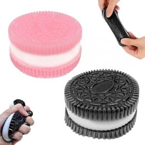 2 Pcs Biscuit Stress Relief Toy Jouet Anti-Stress Enfant Doux &agrave; Presser Noir et Rose - Neuf