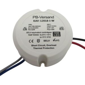 Transformateur LED rond 18 W 12 V CC - Ampoule circulaire - Transformateur d'alimentation Driver - Ballast - Bo&icirc;te de distribution encastr&eacute;e - Neuf