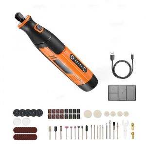 Kit d'Outils Rotatifs sans Fil-Duoku-73 Pi&egrave;ces-Mini-outil Electrique Portable 4 V CC-5 Vitesses R&eacute;glables-7000-20000 tr/min - Neuf