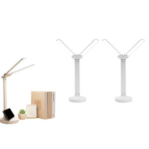 Lot De 2 Lampes De Bureau Led Tactiles, Bras R&eacute;glables, 3 Modes D'&eacute;clairage, Alimentation Usb, Conception Respectueuse Des Yeux - Neuf
