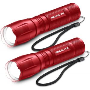 Eryi-Lampe De Poche Led 2 Pièces, 2200 Lumens Lampe Torche Led Lampe Torche Puissante Avec 5 Modes, Ip65 Lampe Tactique Étanche Enfants Pour Le Camping, Le Plein Air, L'urgence-Rouge - Neuf