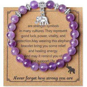 Cadeau Éléphant Pour Femme - Bracelet Porte-Bonheur En Cristal - Bracelet De Perles Pour Femme - Cadeau D'anniversaire Ou De Noël - Neuf