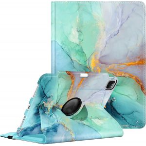 Coque Pour Ipad Pro 11 Pouces 2022/2021 (4ème/3ème Génération) - Housse Rotatif À 360° [Rangement De Pencil], Etui Aussi Compatible Avec Ipad Pro 11"" 2020/2018 (2e/1e Gén), Marbre Émeraude - Neuf