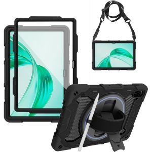 Coque Antichoc Pour Honor Pad X8a 11 Pouces 2024, &Eacute;tui De Protection Robuste Armure Avec Protecteur D'&eacute;cran, Support Rotative &Agrave; 360&deg;, Dragonne Et Bandouli&egrave;re Pour Honor Pad X8a - Noir - Neuf
