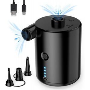 Loc-Pompe &Agrave; Air &Eacute;lectrique Pour Gonflage,Pompe Rechargeable Pour Gonflage/D&eacute;gonflage Rapide,Pompe &Agrave; Batterie 4000mah Avec 3 Buses Pour Pataugeoire,Matelas Pneumatique,Matelas,Piscine - Neuf