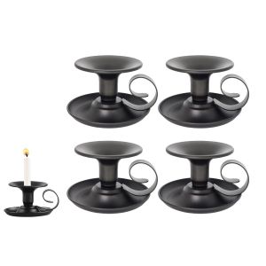 Lot de 4 bougeoirs coniques en fer noir pour Thanksgiving et No&euml;l - Neuf