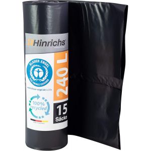 Sacs Poubelle 240 L Ultra Resistant - 100x125 cm - Rouleau de 15 - Fabriqu&iquest;&iquest; &iquest;&iquest; partir de LDPE recycl&iquest;&iquest; - Noir - Sachet &iquest;&iquest; ordures pour Jardins, Maisons et Chantiers de Construction - Neuf
