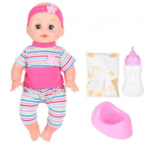 Poupee bebe jouet educatif tres simule pour enfants, jeu de simulation avec effet sonore SY004-10 rose - Neuf