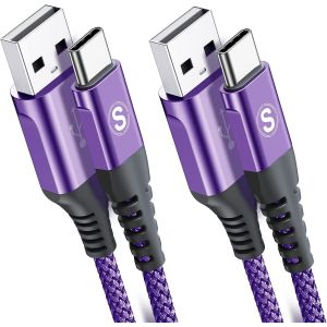 Thef-Câble Usb C [1m2m Lot De 2] Câble Usb Type C Charge Rapide Nylon Câble Pour iPhone 16/ iPhone 15 Pro Max,Samsung Galaxy S24/S23/S22/S21/S20/S10, So Ny Xperia, Huawei P50/P40,Xiaomi,Google Pixe - Neuf