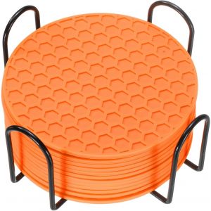 SJZG-Lot De 12 Dessous De Verre Ronds En Silicone Avec Support, 10,2 Cm, Antid&eacute;rapants, Anti-Adh&eacute;sifs, R&eacute;sistants &Agrave; La Chaleur, Lavables Pour Tasses, Protection De Table, D&eacute;coration De Table - Neuf