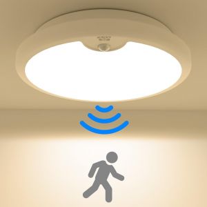 KAL-Plafonnier Led Detecteur De Mouvement A Pile,Luminaire Plafonnier Sans Fil18Cm 300Lm Lustre Chambre 3000K Blanc Froid Éclairage De Plafond Plafonnier Salle De Bain Led Pour Garage Cuisine Balco - Neuf
