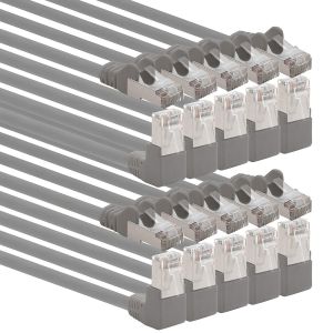 366153 Câble Réseau Cat.6 Angle 90 Degrés 1M - Gris - Paquet De 10 Câble Patch Cat6 (Sftp Pimf) 1000Mbit/S Connecteur Rj 45-10 X 1M Mètre Gris[CAB9164041] - Neuf