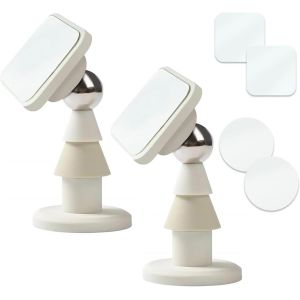 2 Pièces Butée de Porte Magnétique, Butée de Porte Anti-collision en Silicone Sans Perçage avec Ruban Adhésif Double Face, Butee de Porte pour La Maison et Le Bureau (Blanc Ivoire) - Neuf