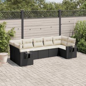 Prolenta Premium - Salon De Jardin 7 Pcs Avec Coussins Noir R&eacute;sine Tress&eacute;e - Neuf