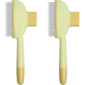 Jgd-Brosse Pour Chat Poil Long, Brosses De Toilettage Avec Bouton Realease Pour Chien, Peigne D'&eacute;pilation Pour Animaux (Jaune &times; 2) - Neuf
