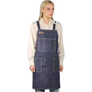 Loranka-Bleu Denim Tablier De Cuisine Unisexe Tablier De Peinture Pour Hommes Femmes Bavoir Avec Poches Pour Jardin Barbecue Caf&eacute; Barman Serveur - Neuf