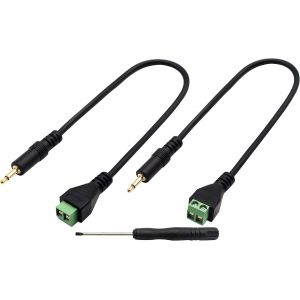 VornixorSarlshop-C&acirc;ble de connecteur de borne &agrave; vis 3,5 mm, (1/8 pouce) 2 broches 3,5 mm TS mono m&acirc;le &agrave; 2 broches/trou femelle vis de boulon C&acirc;ble adaptateur de type casque AUX.(30cm/2pi&egrave;ces) - Neuf