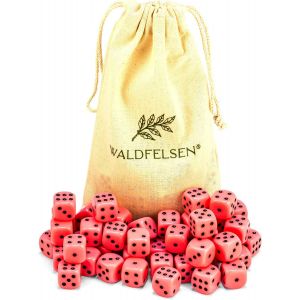 Sansh-® Lot De 6, 12, 20, 30 Ou 50 Dés De Haute Qualité De La Marque ® Taille Standard 16 Mm Cube Acrylique Bouton Cube De Jeu Dice 6 Côtés Accessoires De Jeu Avec Sac En Tissu (Rose, 50 - Neuf