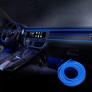 Éclairage intérieur de voiture, bande lumineuse LED de 5 m, bande LED intérieure automatique 5 V, convient à tous les modèles de voitures (bleu) - Neuf