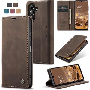 Maa-Coque Samsung Galaxy A16 Housse Antichoc En Cuir Pu Premium Fentes Cartes Etui Pochette De Portefeuille Avec Fonction Support Case À Rabat Housse Pour Samsung Galaxy A16 4g / 5g - Café - Neuf