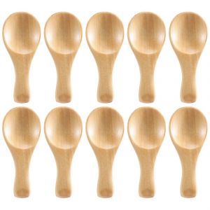 Manche Court 10 Sachets De Petite Cuill&egrave;re En Bois,Parfait Pour Les Petits Pots De Confiture,&Eacute;pices,Condiments,S - Neuf
