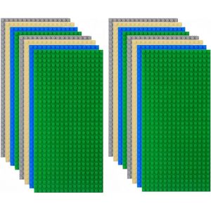 DDA-16 Pièces Plaques de Base Classiques en Briques de Construction, 12,5CM x 25CM Grandes Plaques de Construction 16 x 32 Goujons Panneaux de Construction Empilables - 100% Compatible (4 Couleurs) - Neuf