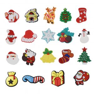 19pcs Sur Le Th&egrave;me De No&euml;l En Pvc Souple En Caoutchouc De La Chaussure De Boucles De Bande Dessin&eacute;e Sabots - Neuf