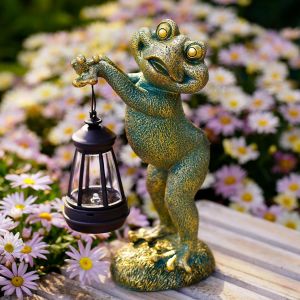 Décoration Grenouille Avec Lampes Solaires Pour L'extérieur - Figurines Grenouille Avec Solaire Pour L'extérieur - Cadeaux Pour Femmes, Mamans, Hommes, Décoration De Jardin - Neuf