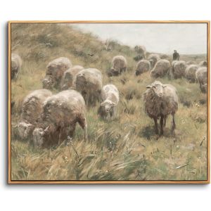 ERYI-Cadre Decoration Murale Bois, Vintage Impression Sur Toile, 20X25 Cm Tableau Decoration Murale Chambre Troupeau De Moutons Prairie, Décoration De Salon Salle De Bain Maison Décorations - Neuf