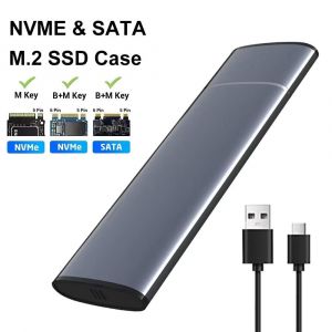 Boîtier M.2 SATA NVMe 10Gbps boîtier SSD externe Type C USB 3.1 adaptateur de disque dur M.2 2230 2242 2260 2280 boîte de rangement pour PC-NVME and SATA - Neuf