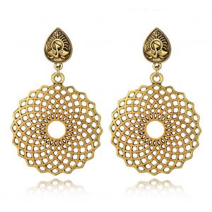 Boucles D'oreilles Pendantes Longues En Alliage, Style Vintage National, Motif Creux (Lotus) - Neuf