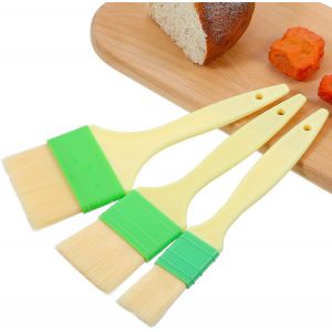 Eryi-Aouzo 3 Pièces Pinceau À Pâtisserie Pour La Cuisson, Poils Naturels Brosse À Graisse De Cuisine Ensemble De Pinceaux À Pâtisserie De Cuisine Pour Grillade Cuisson Et Distribution D'huile - Neuf