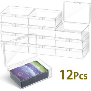 12Pcs Bo&icirc;te de Rangement Transparente Ensemble Bo&icirc;te De Stockage De Carte &Agrave; Collectionner En Plastique Organisateur De Petits Objets Portable Avec Couvercle R&eacute;utilisable - Neuf