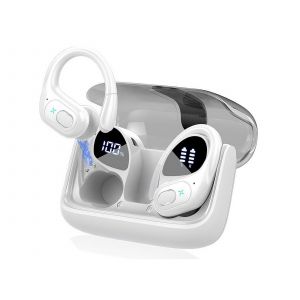 &Eacute;couteurs sans fil Bluetooth 5.4 avec &eacute;tui de chargement et micro - Blanc - Neuf