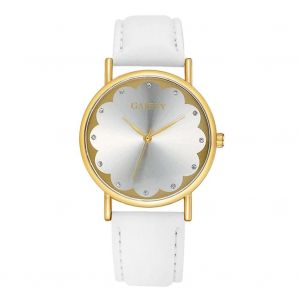 Gaiety Femmes &Eacute;l&eacute;gant Fleur Fra&icirc;che D&eacute;coration Cadran Pu Quartz Montre Analogique Montre-Bracelet (Blanc) - Neuf