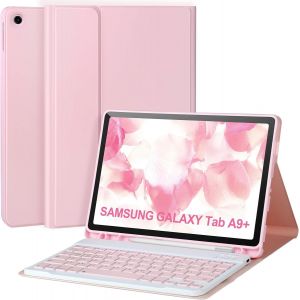 Étui De Clavier Pour Samsung Galaxy Tab A9 Plus/A9+ 5g 11"" 2023 Modèle (Sm-X210/X216/X218), Couverture De Clavier Magnétique Avec Clavier Bluetooth Amovible Sans Fil, Rose - Neuf