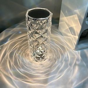 Kal-Lampe De Table Led En Cristal - Lampe De Chevet Tactile Moderne - 2000 Mah - 16 Couleurs - 4 Modes - Lampe En Cristal Rose Avec Télécommande - Veilleuse À Changement De Couleur Rvb Pour Chambre - Neuf