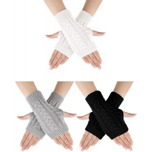 3 Pairs Fingerless Gloves Arm Warmers For Men And Women In Cold Weather Fingerless Mittens - Neuf