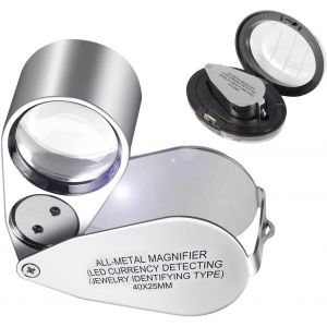Jexnovashop-Loupe Bijoutier 40x, Loupe De Poche En Acier Inoxydable Pour Diamants, Bijoux, Pièces De Monnaie, Timbres, Reconnaissance De Monnaie, Identification De Bijoux - Neuf