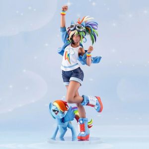 Pop39887-Rainbow Dash--Mon Petit Poney Bishoujo Statue Applejack Twilight Sparkle Pinkie Pie Fluttershy 1/7 Anime Pvc Action Figure Toy Collection Doll - Neuf