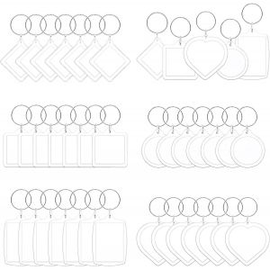 Asas-Lot De 40 Porte-Clés En Acrylique Transparent Avec Cadre Photo Personnalisé,En Forme De C?Ur,Rectangle,Rond,Carré,Losange Comme Cadeau,Convient Pour Les ?Uvres D'art,Claire,40mm 47mm - Neuf