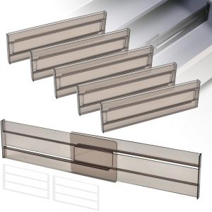 Eryi-8 Pcs Séparateurs De Tiroir Extensible 27.5-52cm Séparateur De Tiroir Réglable Cuisine Separateur Tiroirs Organisateur En Plastique Diviseur De Tiroir Transparent Pour Bureau Placard Commode - Neuf