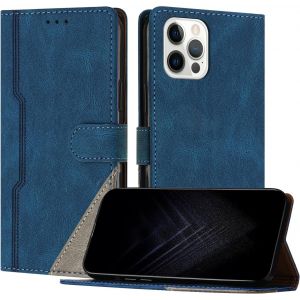 Kal-Étui Pour Iphone 12 / Iphone 12 Pro (6,1 Pouce), Housse En Cuir Pu Avec [Protection Antichoc Tpu] [Fonction Support] [Porte-Cartes ] Antichoc Magnétique Coque Pour Iphone 12 Pro - Bleu - Neuf