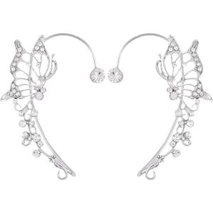 Kal-Paire De Boucles D'oreilles Pour Femme, Oreille Elfe La Couronne Boucles Oreilles Clip Oreilles Elfe Coiffe Ailes De Costume Pour Decoration Anniversaire Fee Boucles D'oreilles Non Percées - Neuf