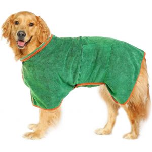 Chien Peignoir De Bain - Peignoir De Bain Pour Les Petits, Moyens Et Grands Chiens, Pour Les Chiens Et Les Chats, Avec Super Absorbant Pour Le Séchage Rapide (Vert L) - Neuf