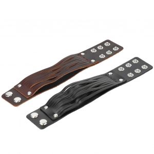 2pcs Punk Bracelet Vintage Main ? Tress&eacute; Tress&eacute; Rock Gothique Simili Cuir Bracelets Manchette - Neuf