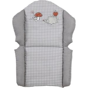 Coussin De Chaise Haute Combinée Adam & Eule-Facile À Nettoyer Et Lavable-Réducteur De Siège Confortable-Dès 6 Mois-Imprimé Hérisson-Carreaux Vichy Gris - Neuf